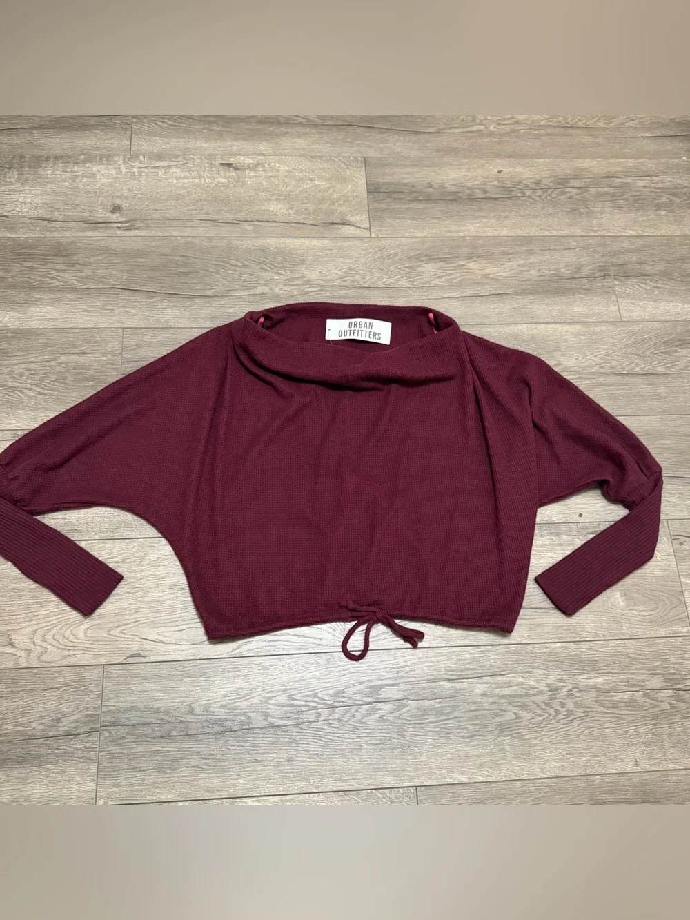 Urban Outfitters Waffle Knit Pullover Drawstring Top Raspberry Sz XS NWT